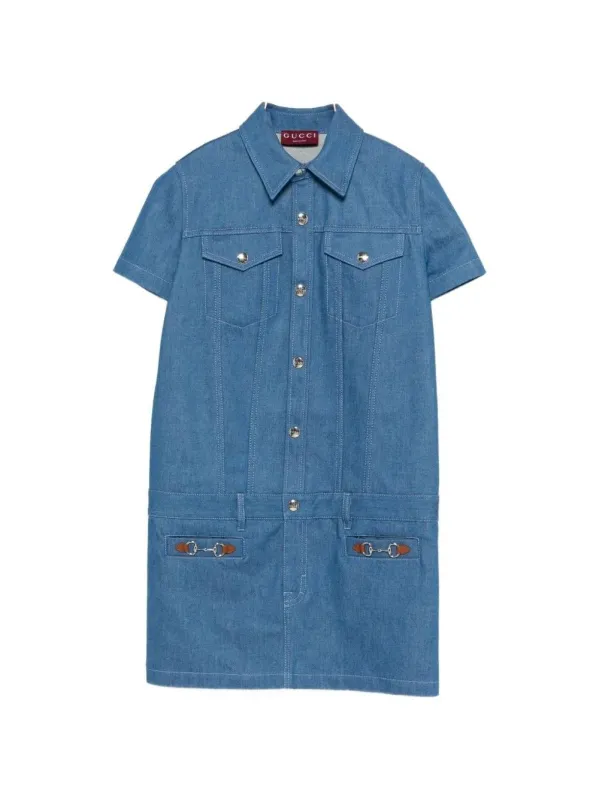 Denim dress with short sleeves made by Gucci