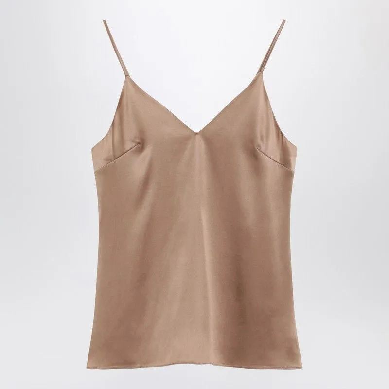 LIGHT BEIGE SILKBLEND TANK TOP made by Brunello Cucinelli