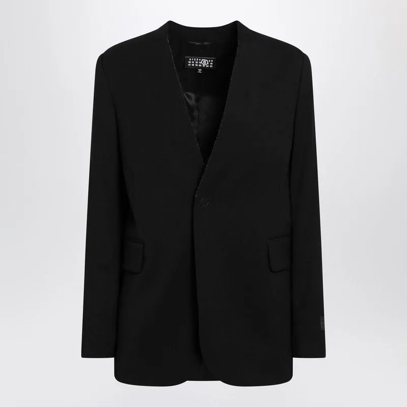 BLACK COLLARLESS SINGLEBREASTED BLAZER made by Maison Margiela