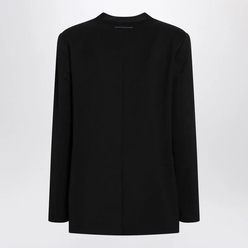 BLACK COLLARLESS SINGLEBREASTED BLAZER sold by Lord & Taylor product image thumbnail 2