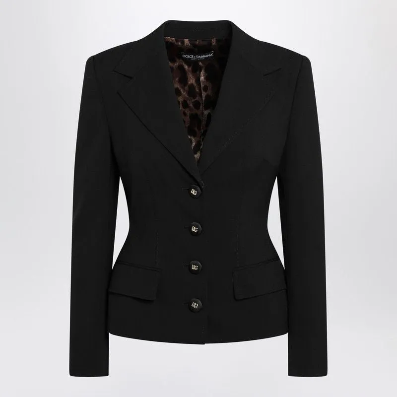 BLACK SINGLEBREASTED WOOL CANVAS JACKET sold by Lord & Taylor