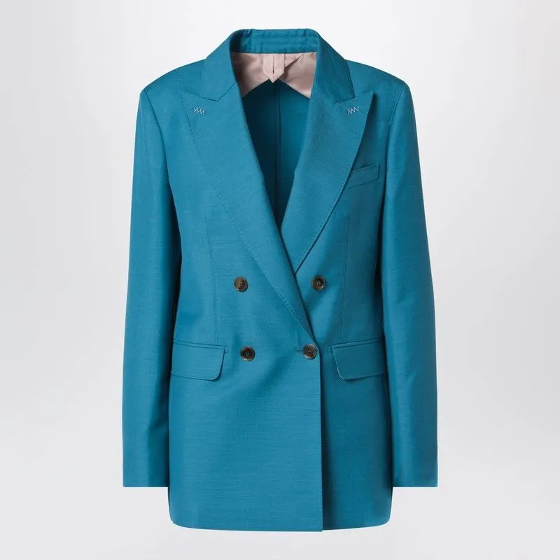 TURQUOISE WOOLBLEND DOUBLEBREASTED JACKET sold by Lord & Taylor