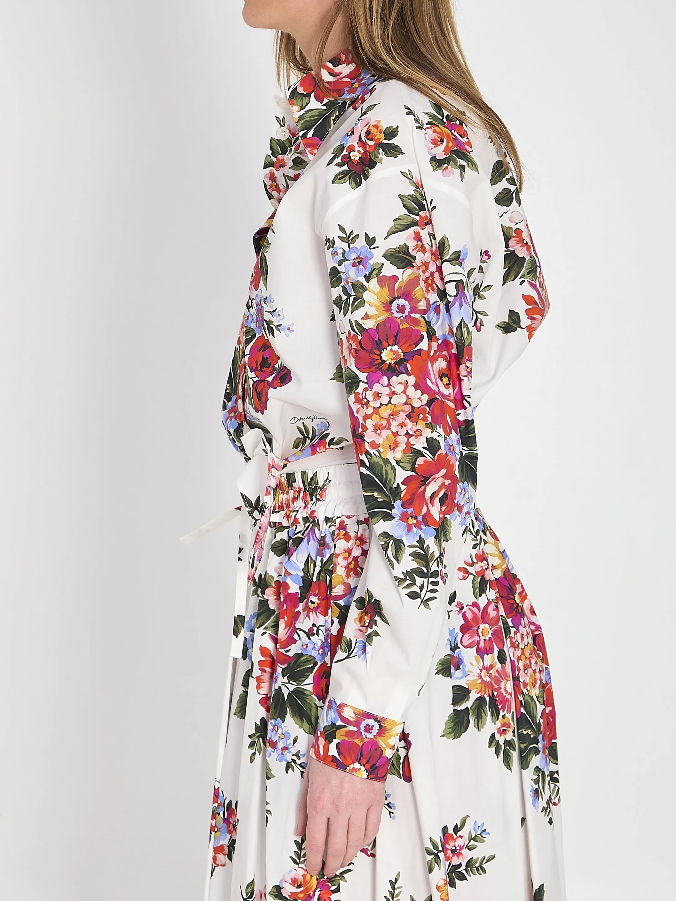 WHITE CROPPED SHIRT WITH FLORAL PRINT sold by Lord & Taylor product image thumbnail 3