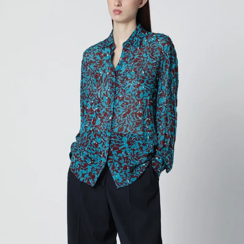 SHIRT WITH TURQUOISE SEQUIN PRINT sold by Lord & Taylor