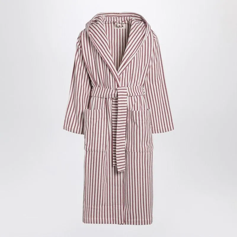 BATHROBE WHITE/DARK PINK STRIPED made by Lord & Taylor