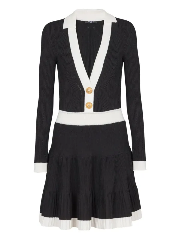 TWO-TONE KNIT MINI DRESS made by Balmain