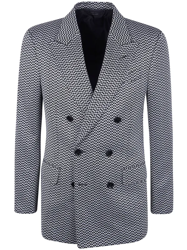 JACQUARD GEOMETRIC DESIGN DOUBLE BREASTED JACKET made by Lord & Taylor