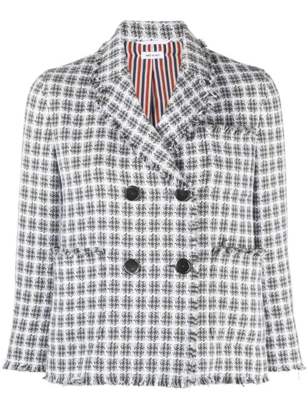 GREY COTTON CROPPED SPORTCOAT made by Thom Browne