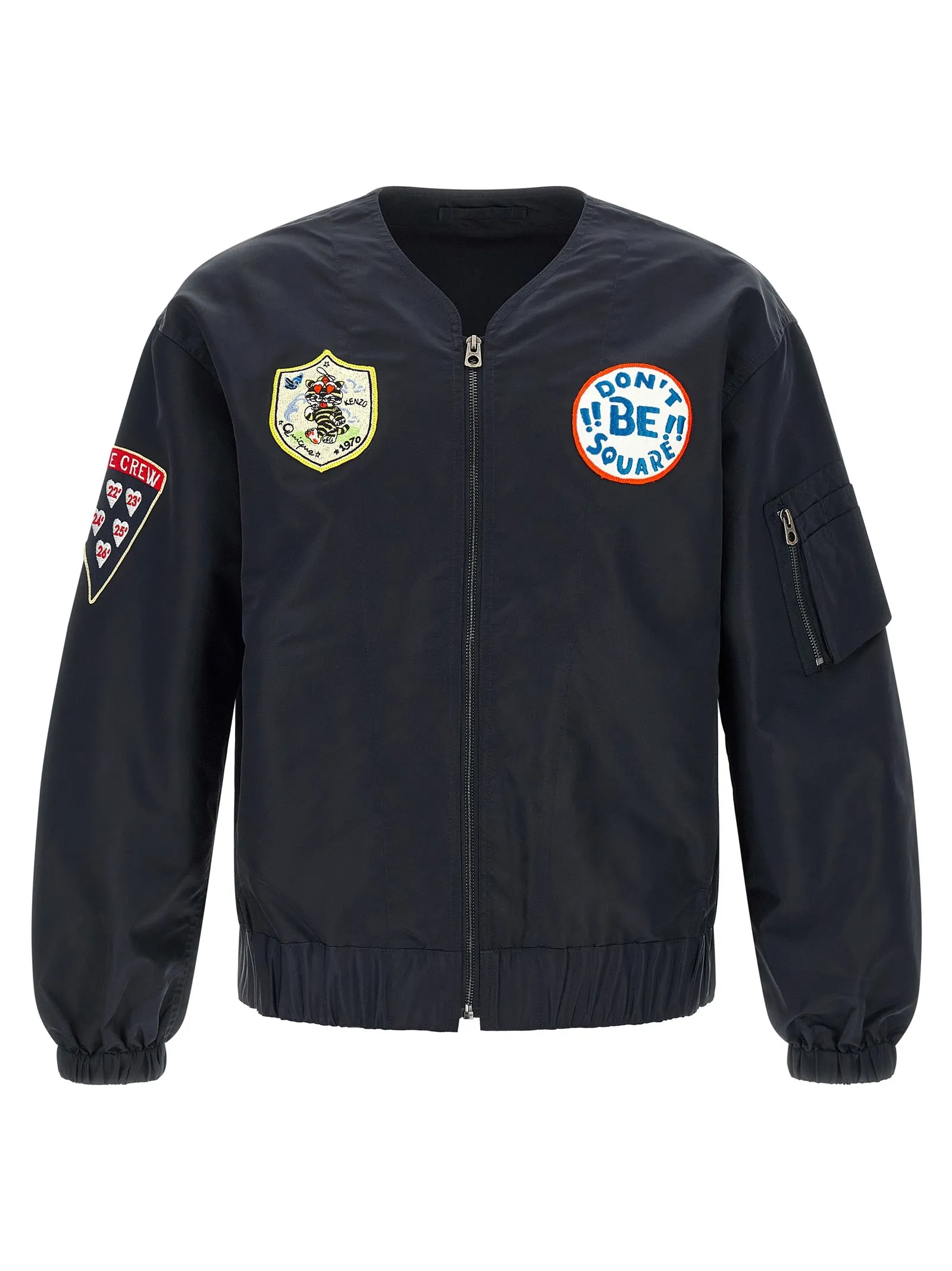 'Badges Collarless' bomber jacket sold by Lord & Taylor