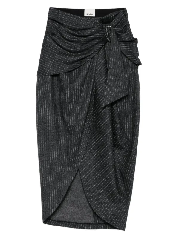 PINSTRIPE BELTED WRAP SKIRT made by Isabel Marant