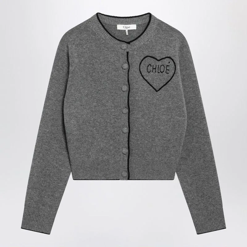 CHLOÉ RIBBED HEART LOGO CARDIGAN sold by Lord & Taylor