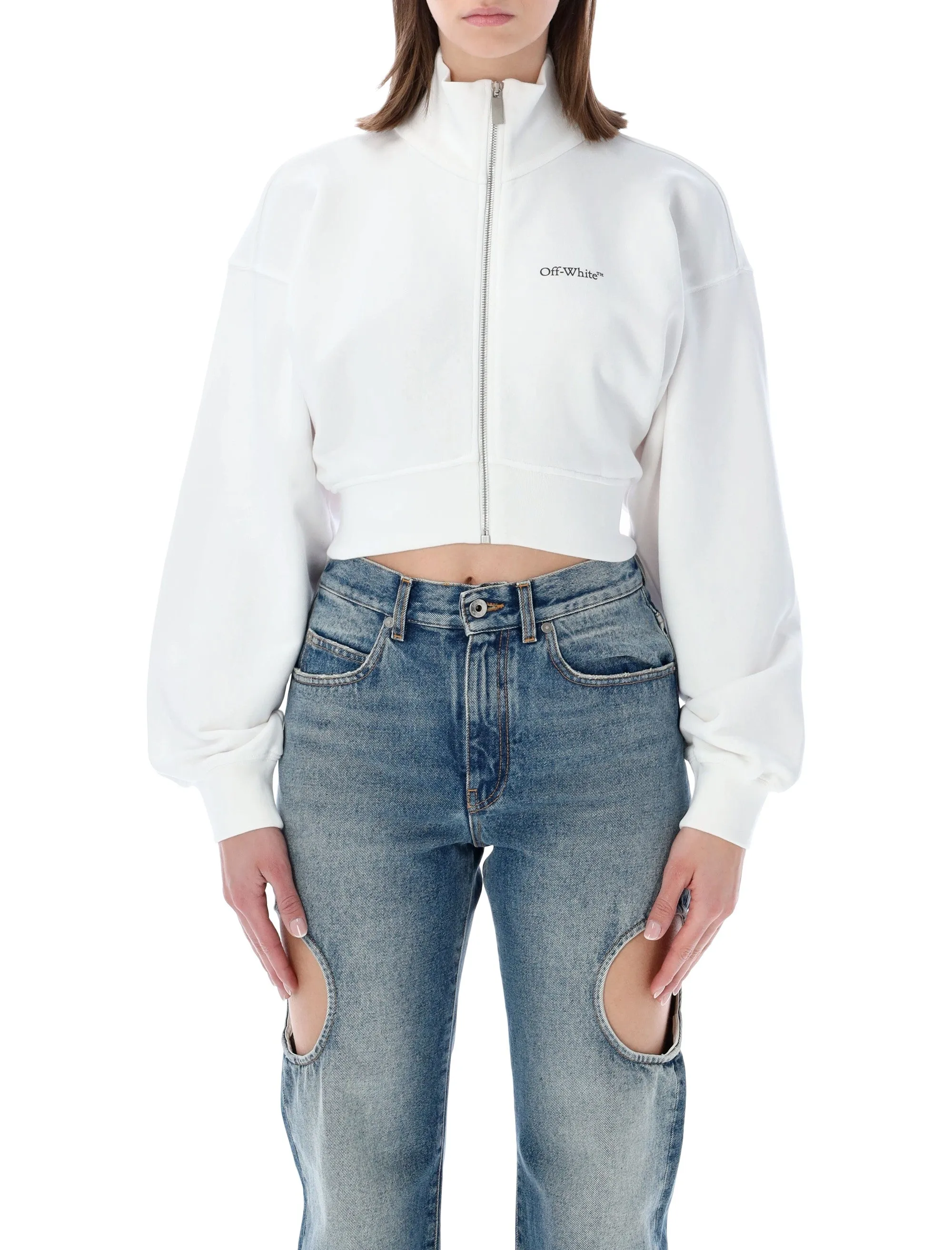 OFF-WHITE FLOWER CROPPED ZIP FLEECE sold by Lord & Taylor