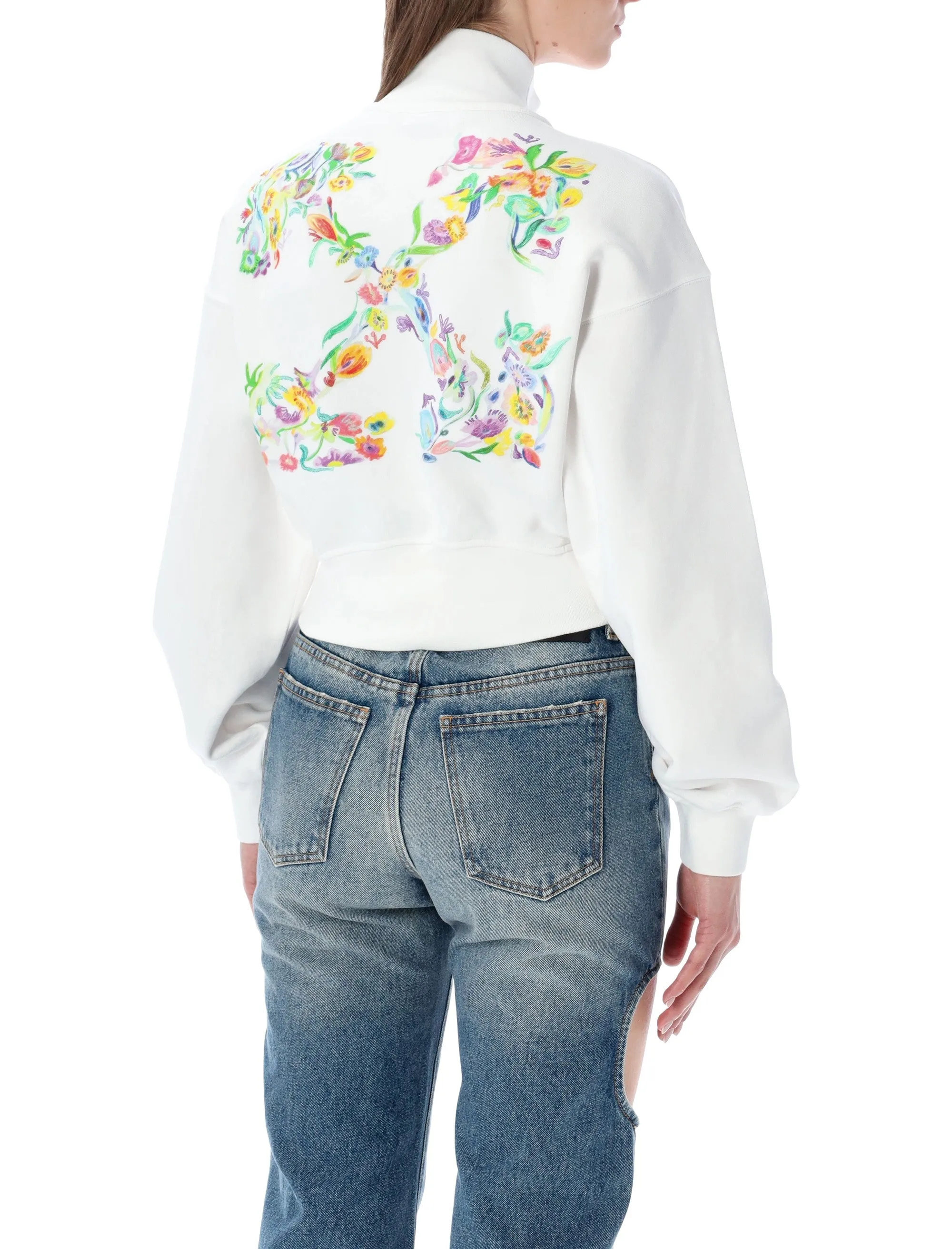 OFF-WHITE FLOWER CROPPED ZIP FLEECE sold by Lord & Taylor product image thumbnail 2