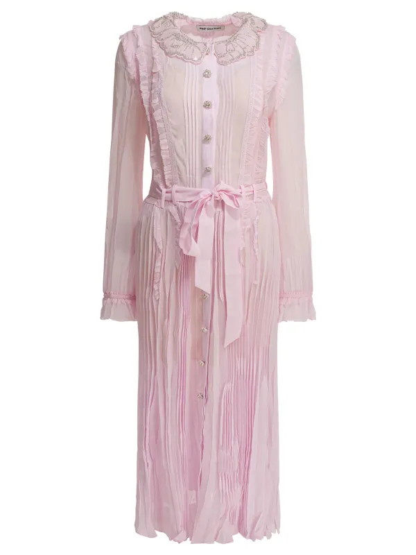 SELF-PORTRAIT PINK PLEATED GEORGETTE MIDI DRESS sold by Lord & Taylor