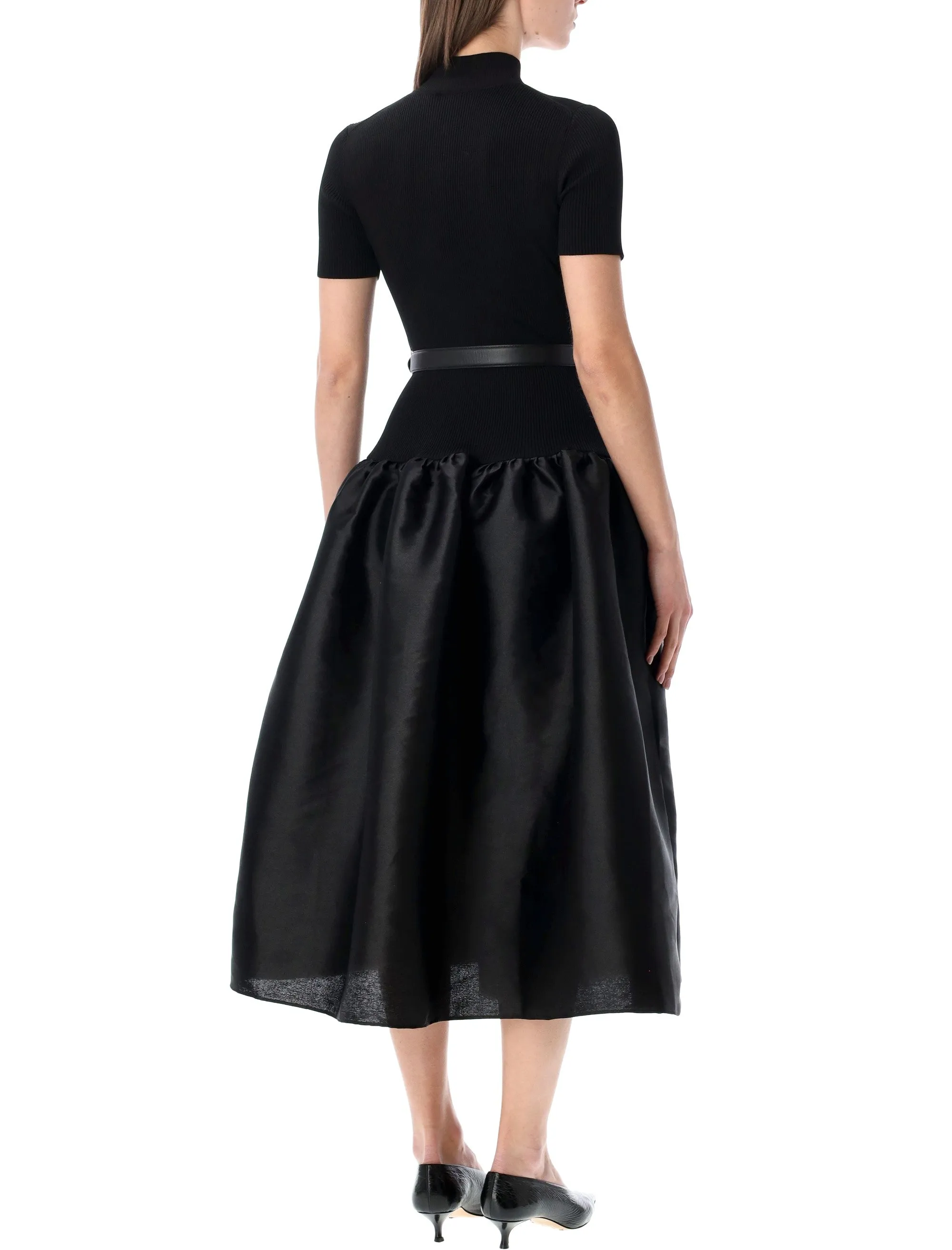 SELF-PORTRAIT BLACK KNIT AND TAFFETA MIDI DRESS sold by Lord & Taylor product image thumbnail 2
