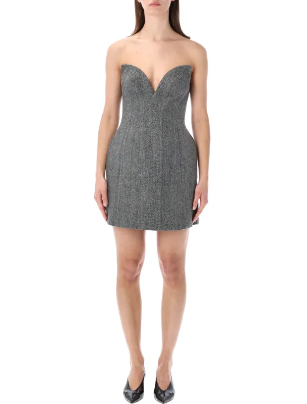 SELF-PORTRAIT GREY BANDEAU MINI DRESS made by Self-Portrait