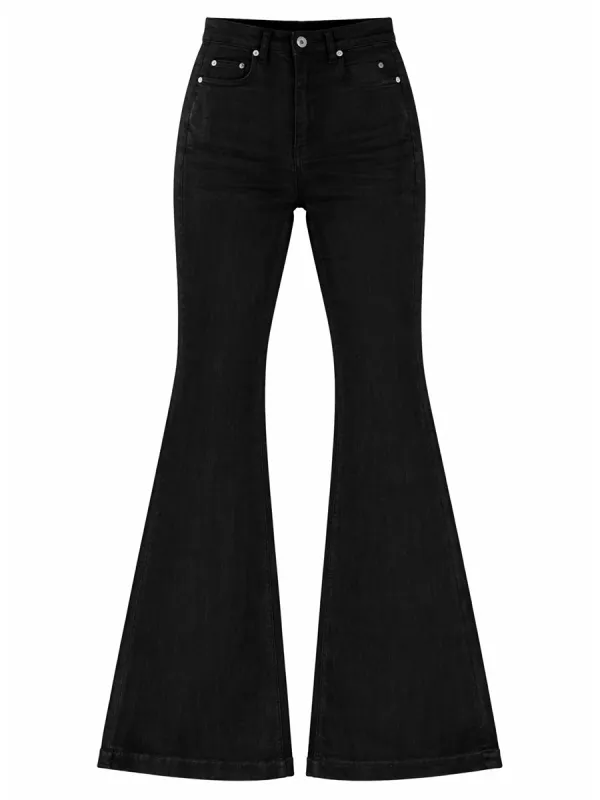 RICK OWENS DRKSHDW BOLAN BOOTCUT BLACK WAXED JEANS made by Rick Owens