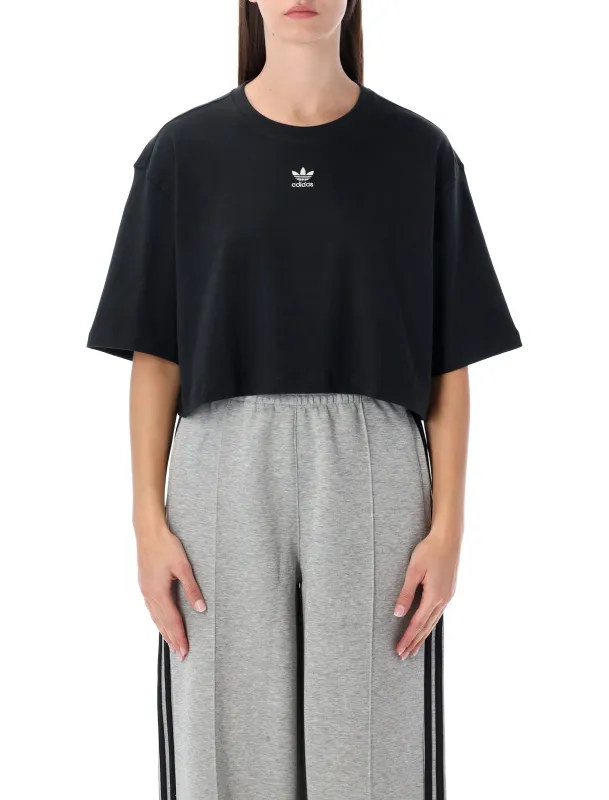 ADIDAS ORIGINALS BLACK ESSENTIALS CROPPED T-SHIRT sold by Lord & Taylor