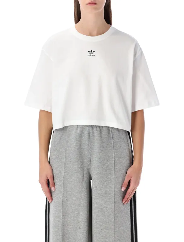 ADIDAS ORIGINALS WHITE ESSENTIALS CROPPED T-SHIRT sold by Lord & Taylor