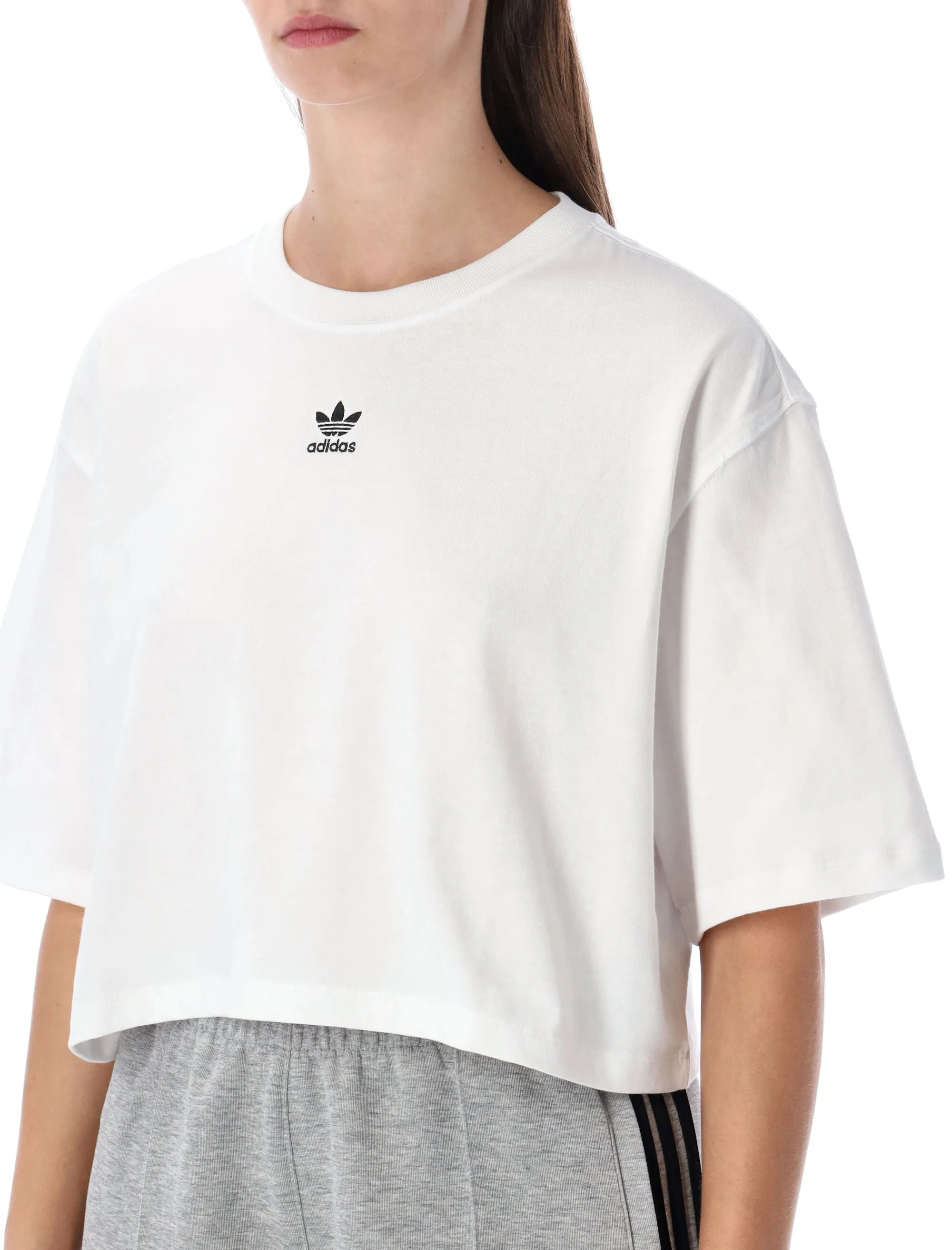 ADIDAS ORIGINALS WHITE ESSENTIALS CROPPED T-SHIRT sold by Lord & Taylor product image thumbnail 3