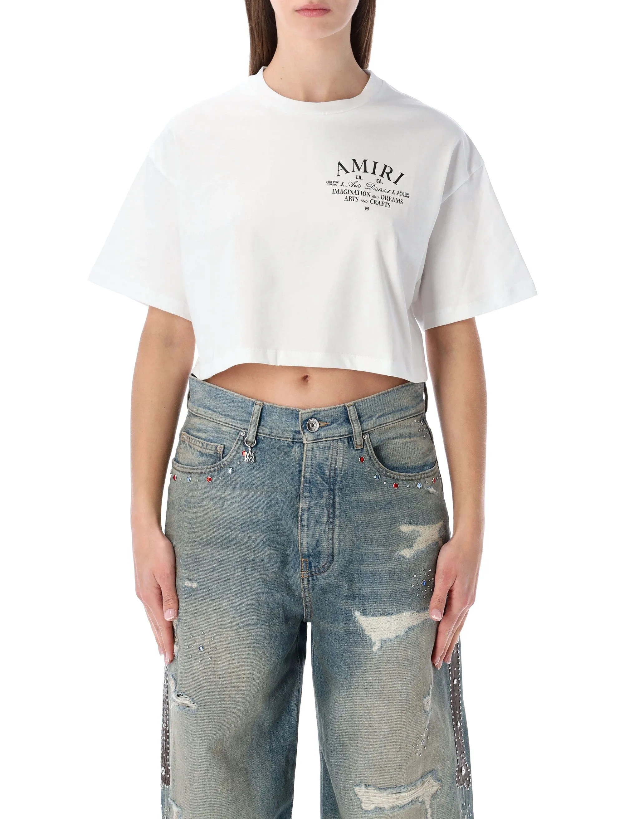 AMIRI ARTS DISTRICT CROPPED COTTON TEE sold by Lord & Taylor