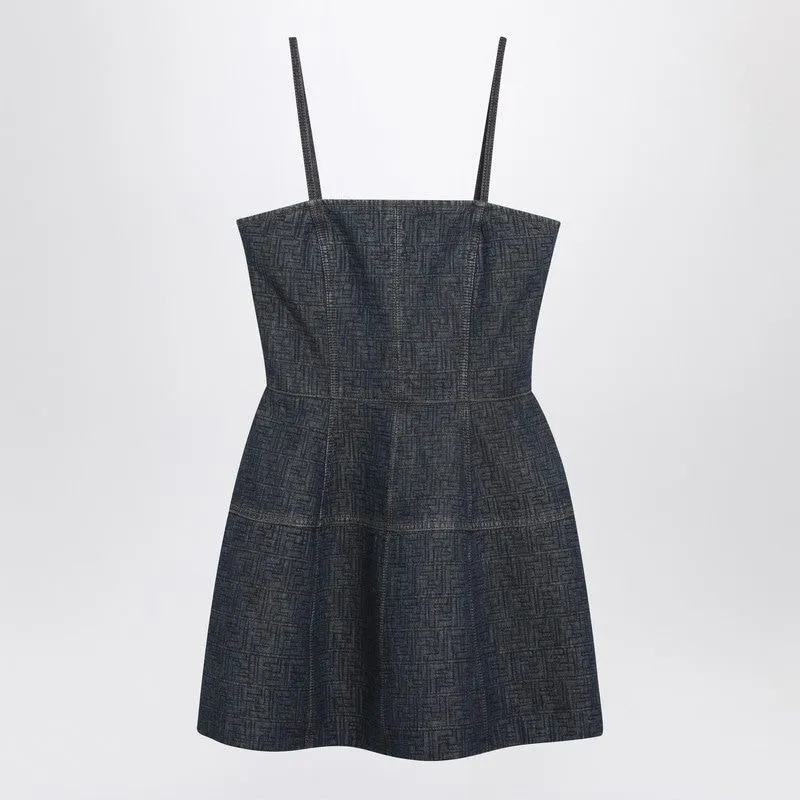FENDI DARK BLUE FF DENIM BUSTIER DRESS sold by Lord & Taylor