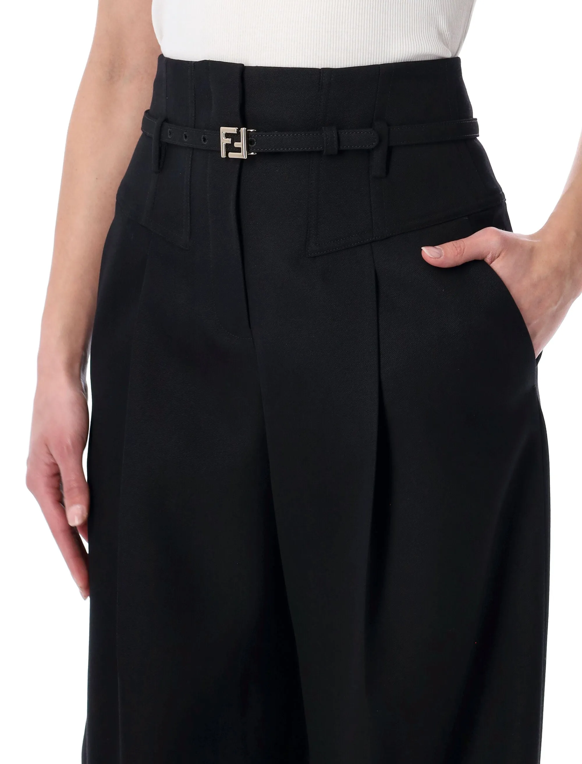 FENDI BLACK GRAIN DE POUDRE WOOL PANTS sold by Lord & Taylor product image thumbnail 3