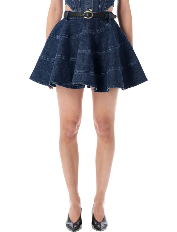 SELF-PORTRAIT FLARED BLUE DENIM MINI SKIRT made by Self-Portrait