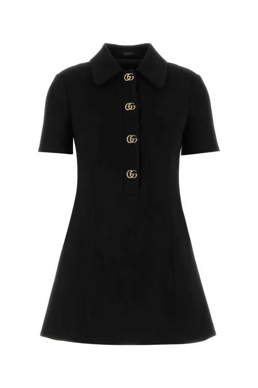 BLACK CREPE POLO DRESS sold by Lord & Taylor