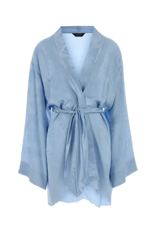 LIGHT-BLUE SILK MINI DRESS made by Balenciaga