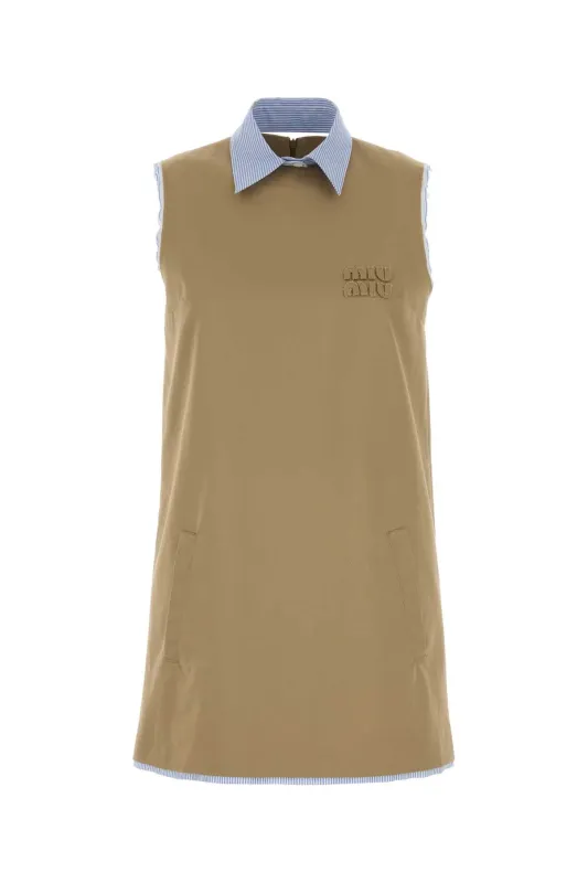 CAPPUCCINO COTTON MINI DRESS made by Miu Miu