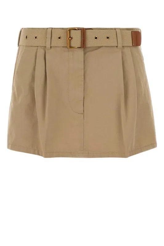 BEIGE GABARDINE MINI SKIRT made by Miu Miu