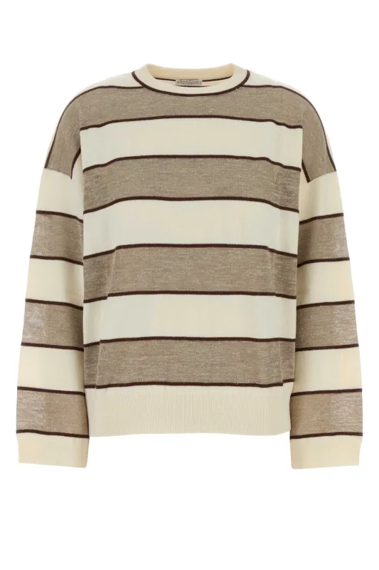 EMBROIDERED WOOL BLEND OVERSIZE SWEATER made by Brunello Cucinelli