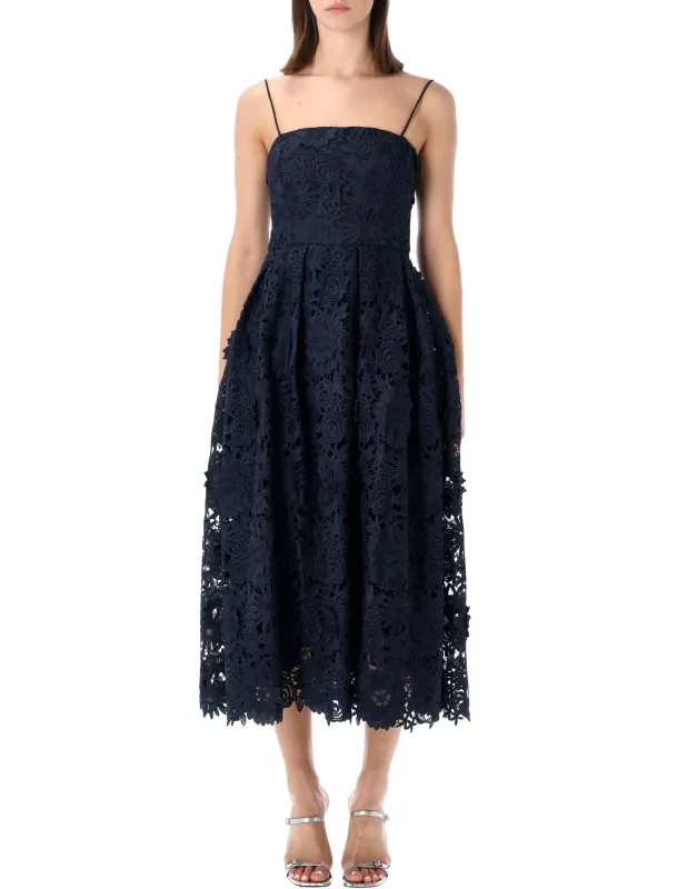 ROTATE FLARED 3D LACE MIDI DRESS made by ROTATE Birger Christensen