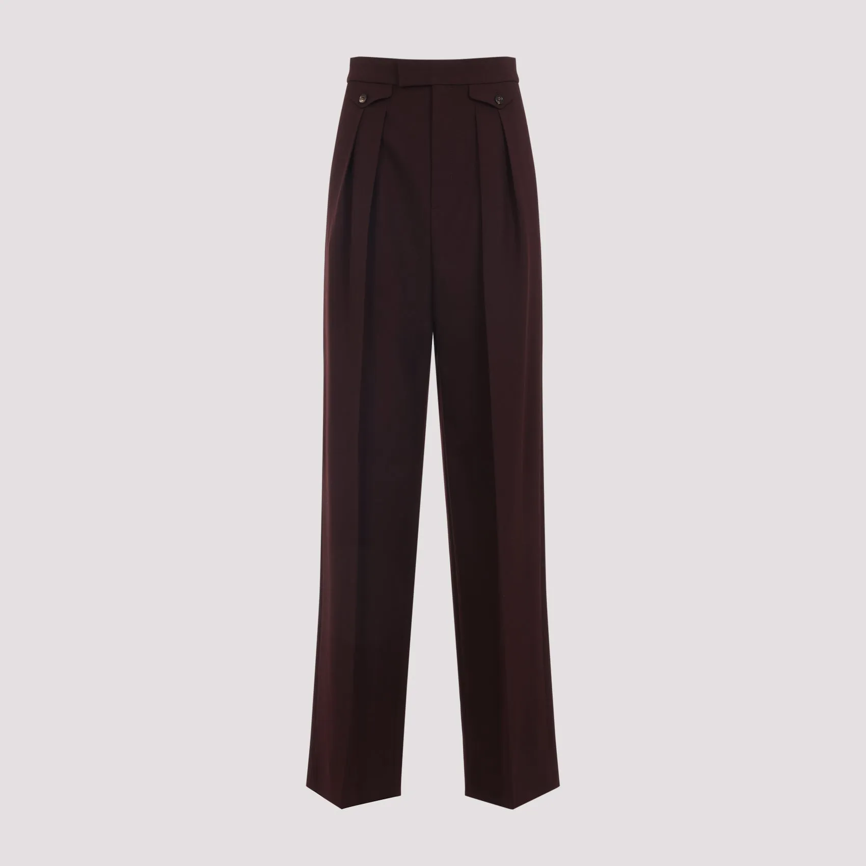 CHLOÉ HIGH-WAIST BORDEAUX WOOL GABARDINE TROUSERS sold by Lord & Taylor