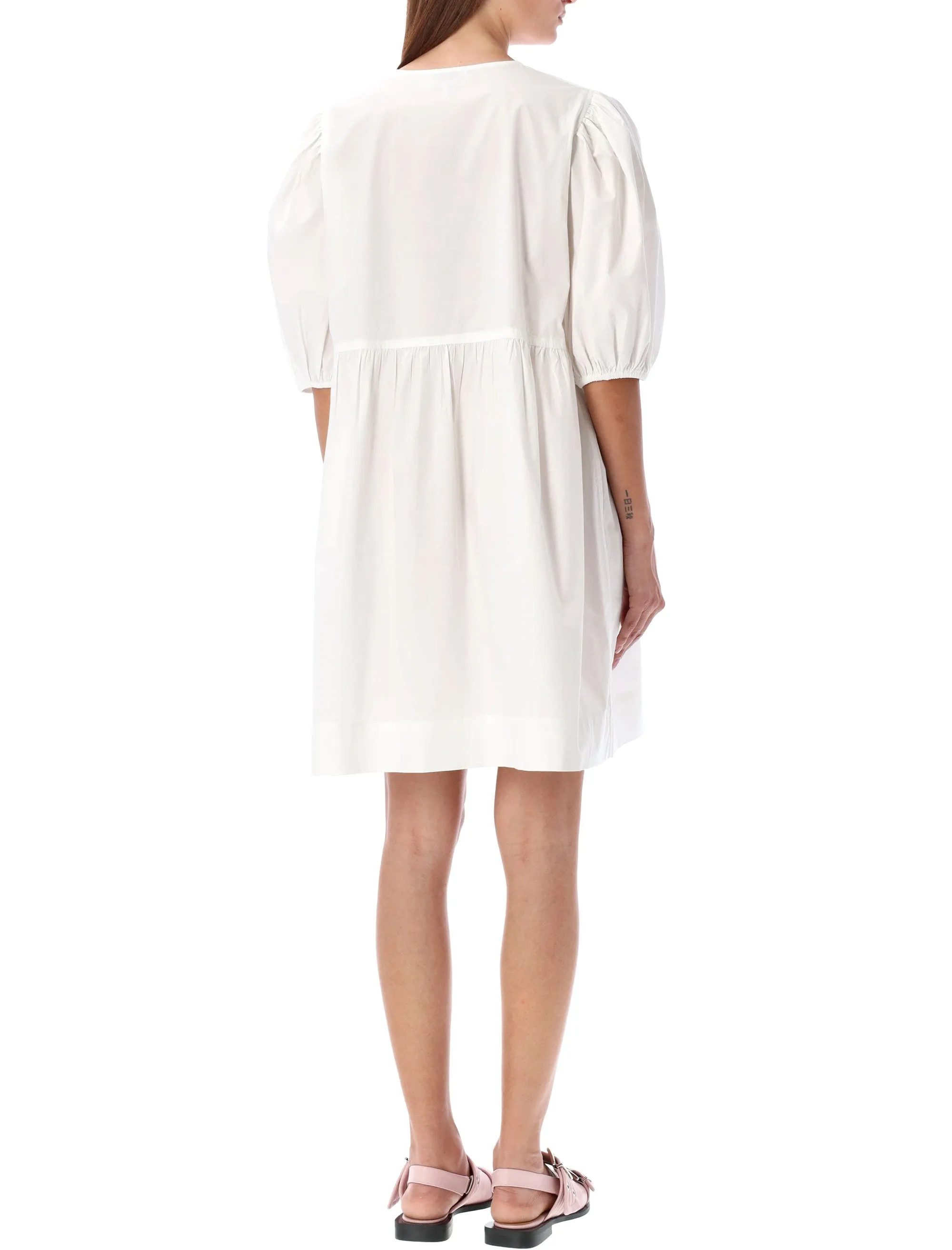 GANNI WHITE COTTON POPLIN MINI DRESS WITH BOWS sold by Lord & Taylor product image thumbnail 2