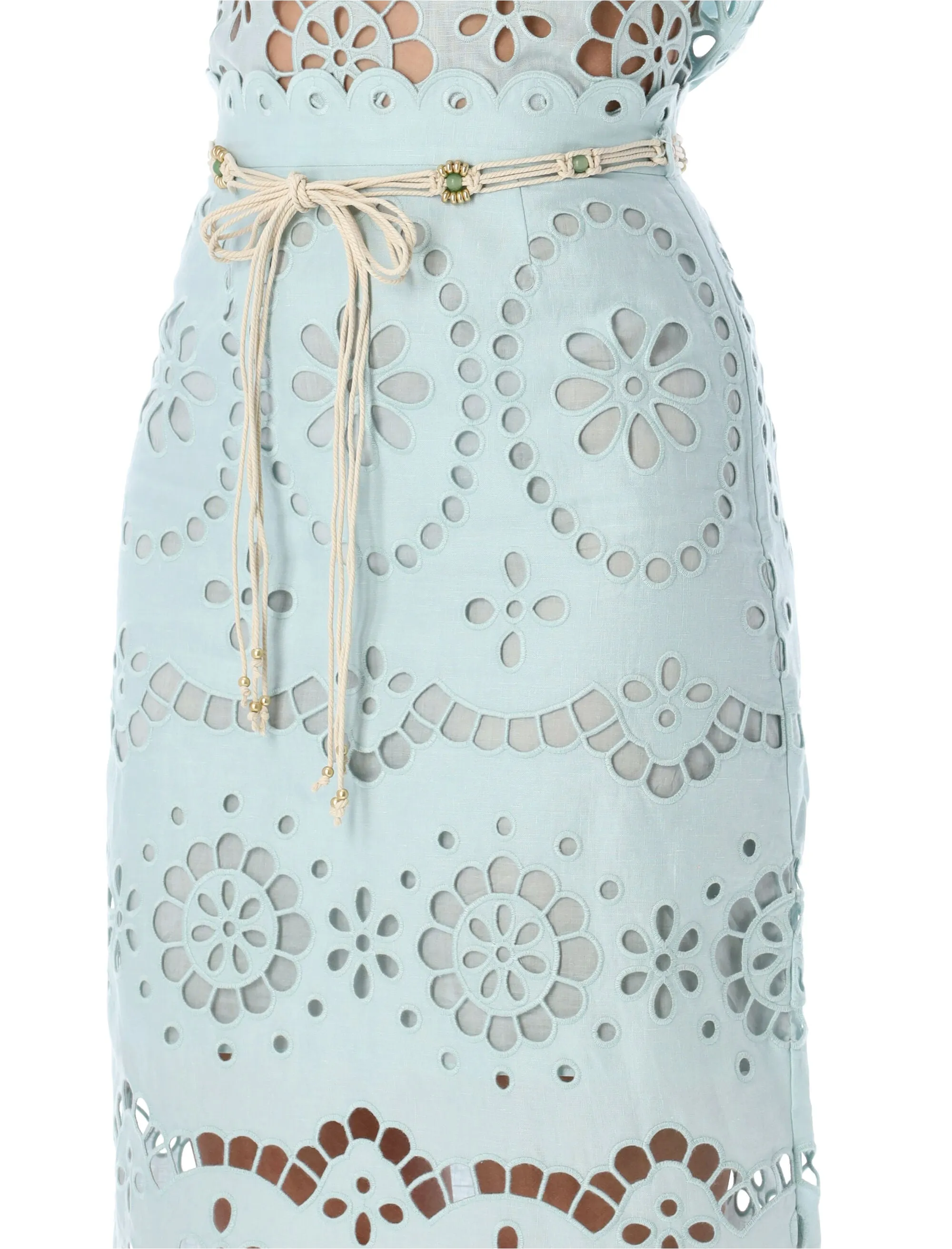 ZIMMERMANN AWAKEN LIGHT BLUE BRODERIE ANGLAISE MIDI SKIRT sold by Lord & Taylor product image thumbnail 3