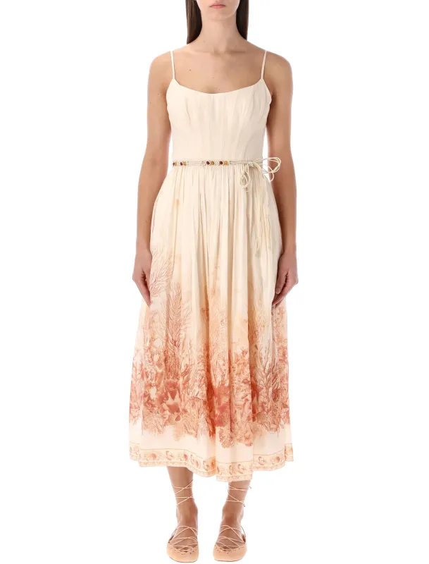 ZIMMERMANN WANDERLUST CORSET MIDI DRESS CREAM made by Zimmermann