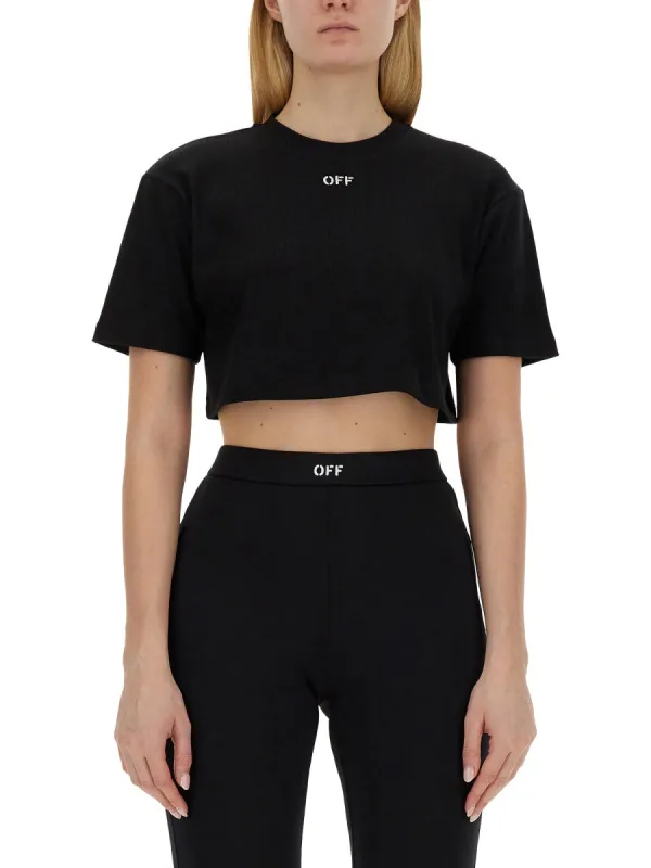 OFF-WHITE BLACK CROPPED TEE sold by Lord & Taylor