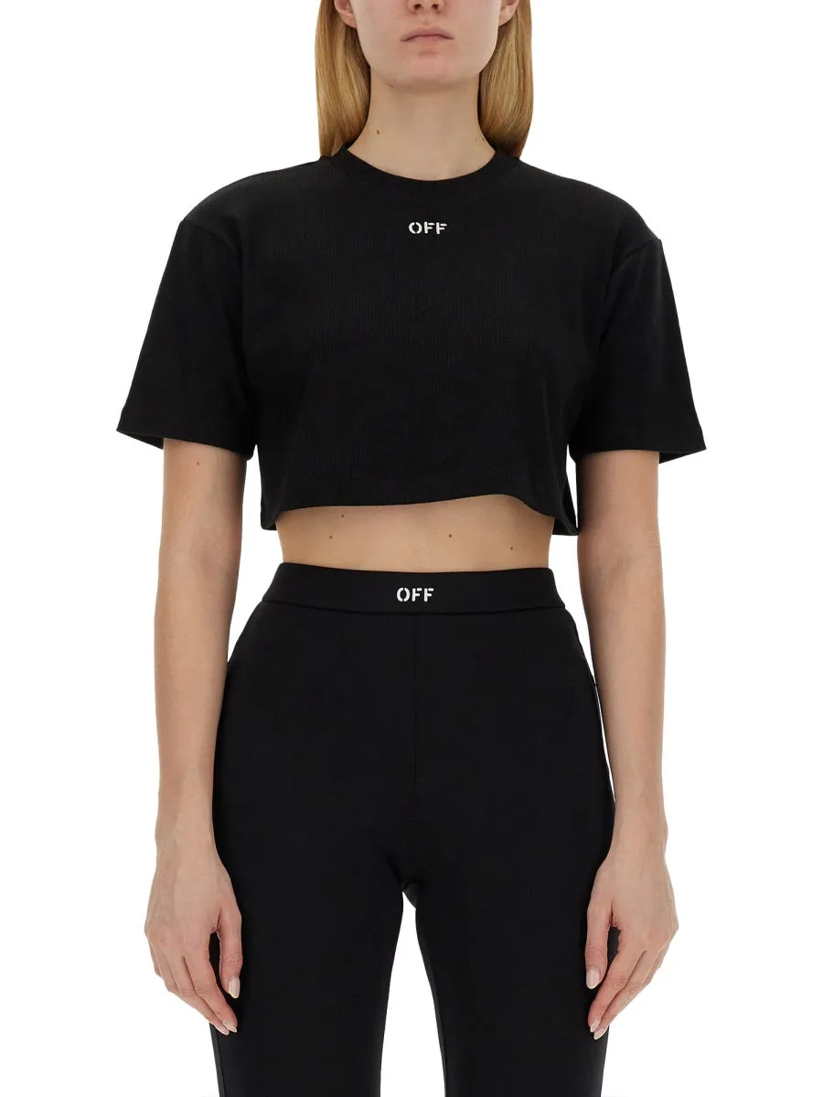 OFF-WHITE BLACK CROPPED TEE sold by Lord & Taylor