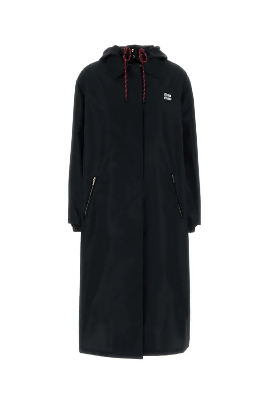 MIDNIGHT BLUE POLYESTER TRENCH COAT made by Miu Miu