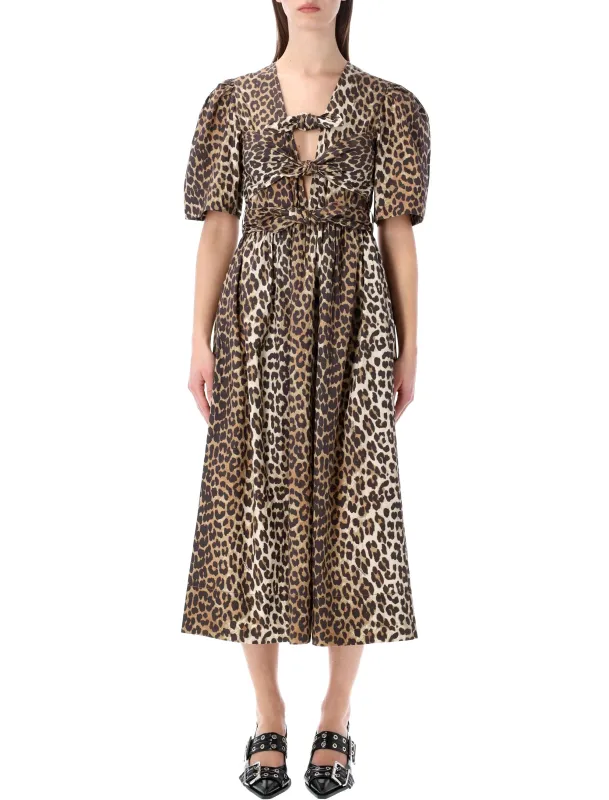 GANNI LEOPARD PRINT COTTON MIDI DRESS made by Lord & Taylor
