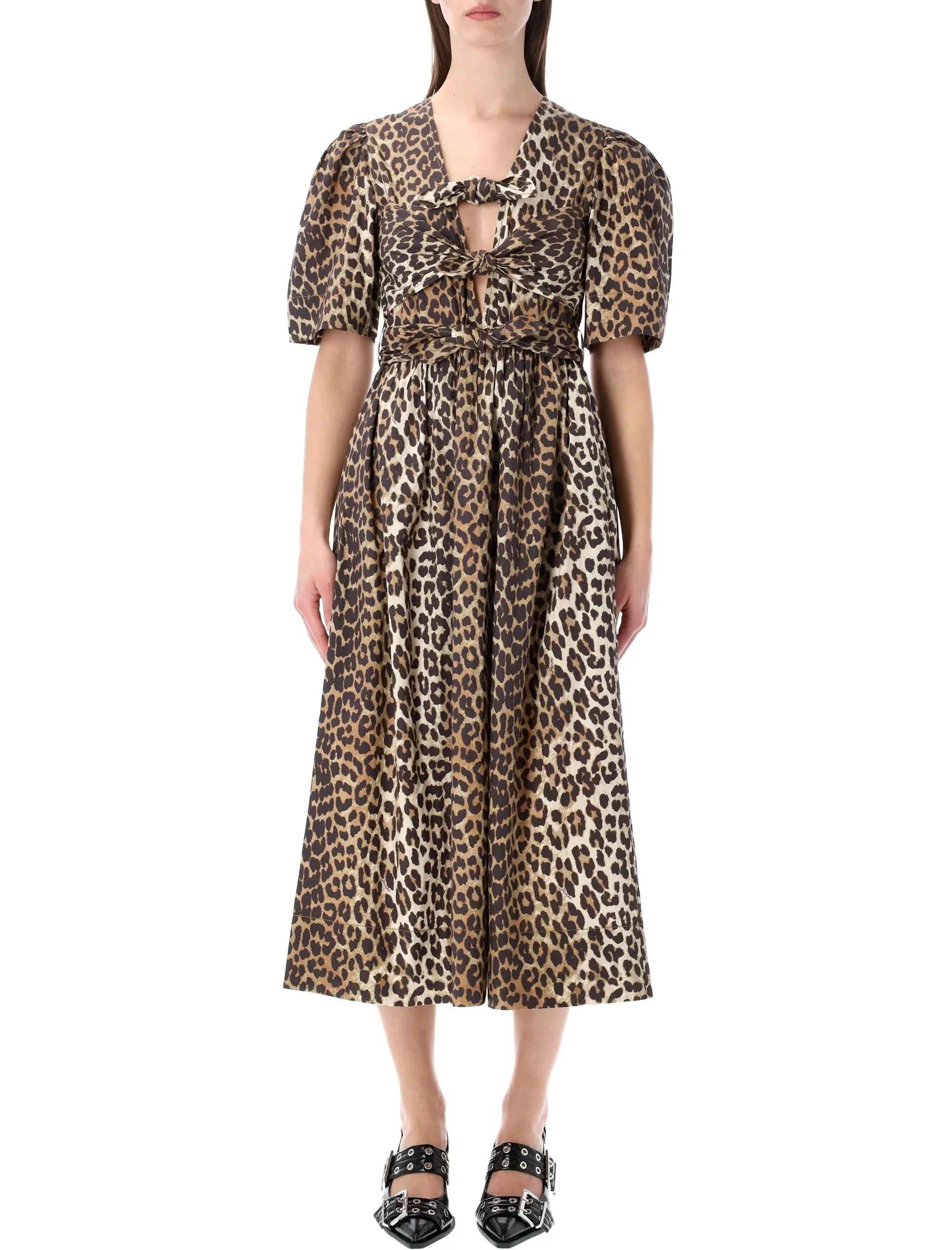 GANNI LEOPARD PRINT COTTON MIDI DRESS sold by Lord & Taylor