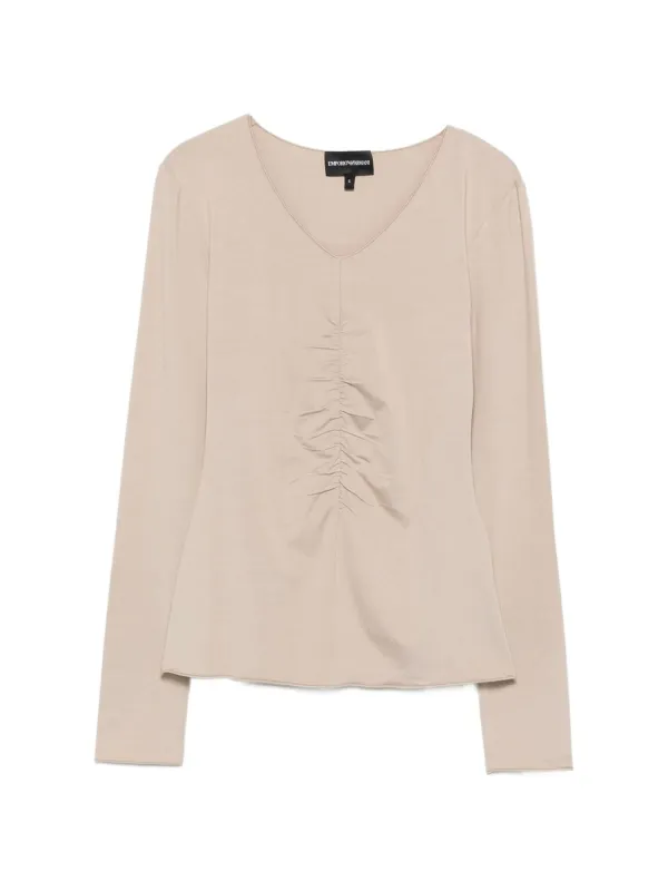 EMPORIO ARMANI GATHERED-EFFECT V-NECK T-SHIRT made by Emporio Armani