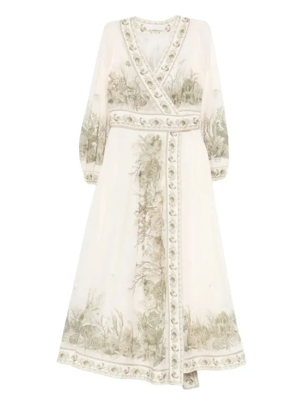 ZIMMERMANN WANDERLUST WRAP MIDI DRESS made by Zimmermann