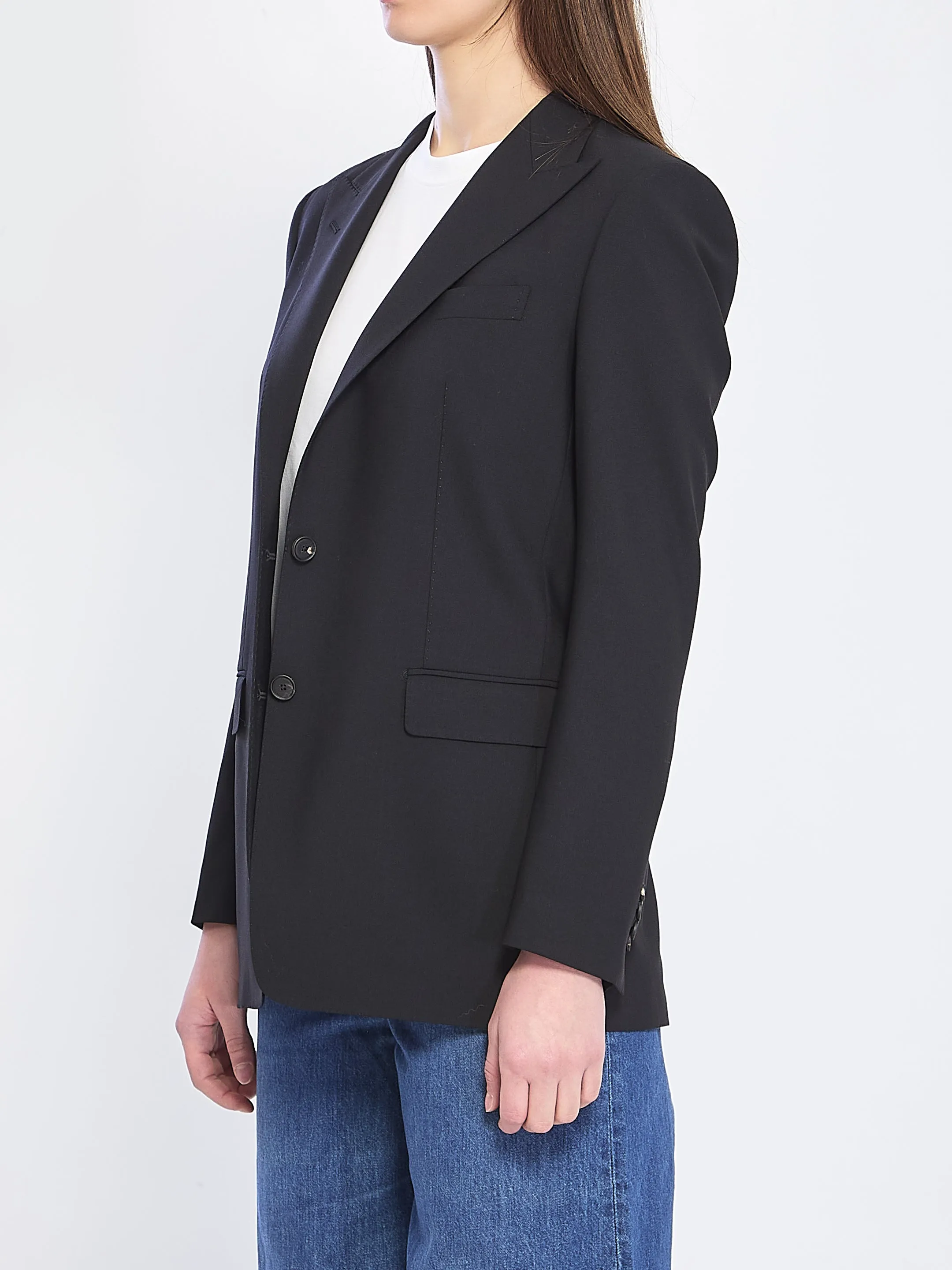 Single-breasted bi-stretch wool jacket sold by Lord & Taylor product image thumbnail 2
