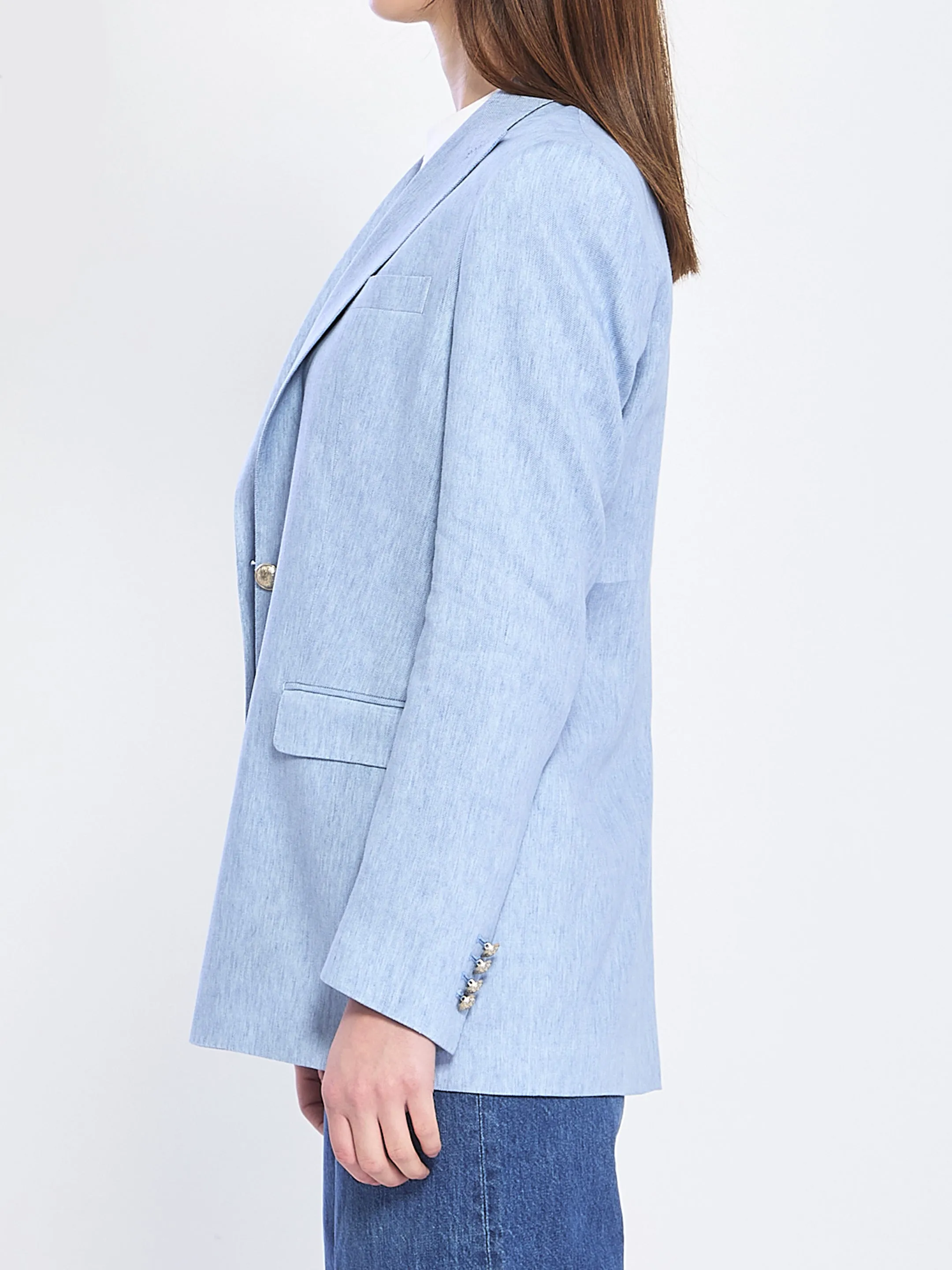 Single-breasted stretch linen and cotton jacket sold by Lord & Taylor product image thumbnail 3