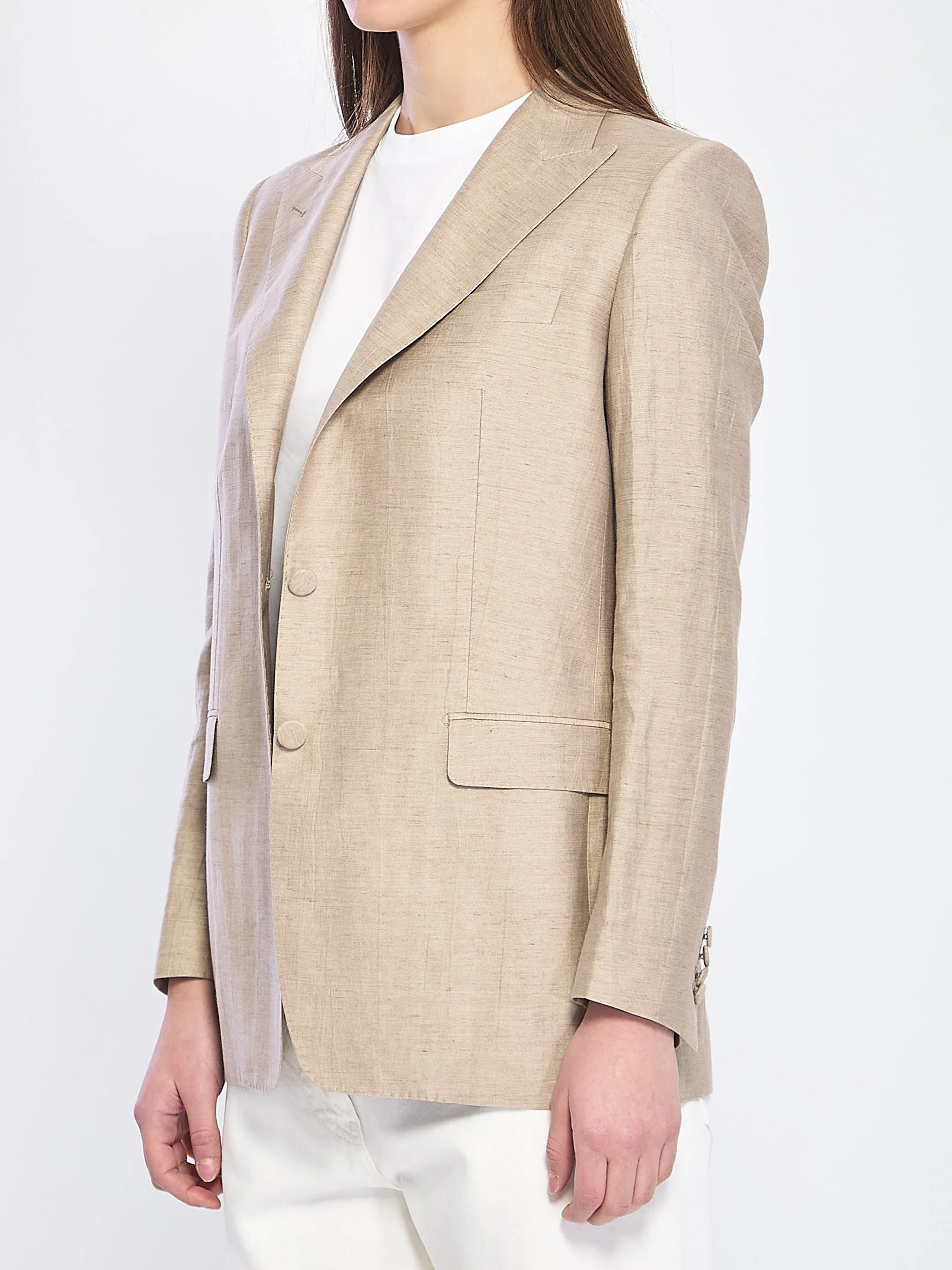 Single-breasted linen blend jacket sold by Lord & Taylor product image thumbnail 2