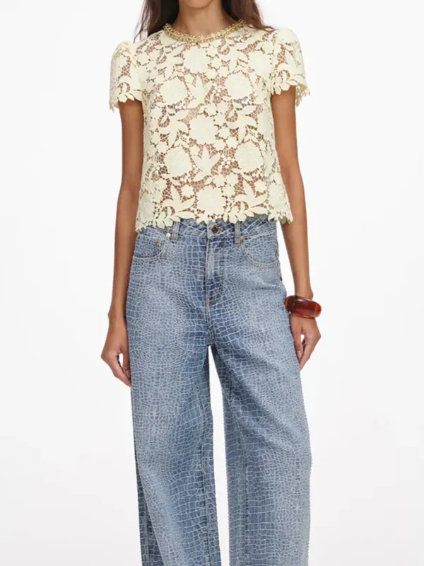 Yellow lace top made by Self-Portrait