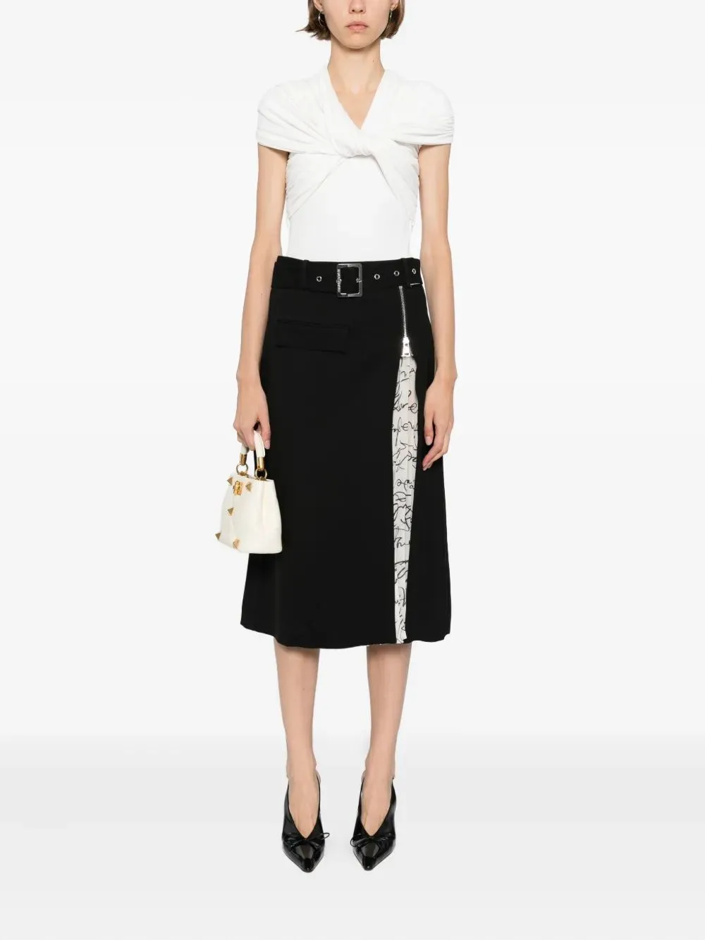 BLACK VISCOSE PLEATED PANEL SKIRT sold by Lord & Taylor product image thumbnail 2